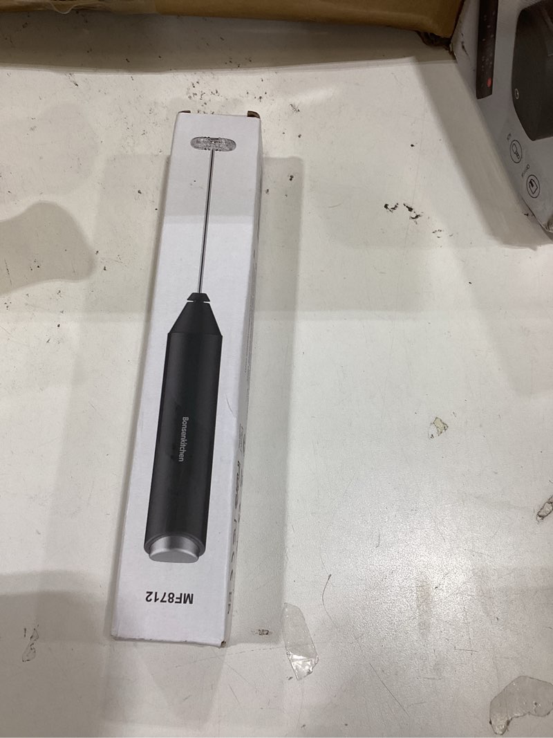 Condition photo showing New/Like New for Bonsenkitchen Powerful Milk Frother for Coffee, Fast Handheld Drink Mixer with Stainless Steel Whisk, Battery Operated Hand Frother Stirrer Wand-Black