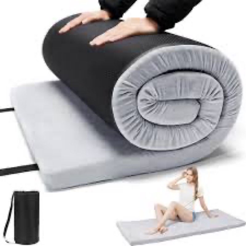 memory foam sleeping pad camping mattress,3 inch thick portable floor mat for adult waterproof sleeping mat roll up floor mattress foldable backpacking travel bed for hiking,guest bed