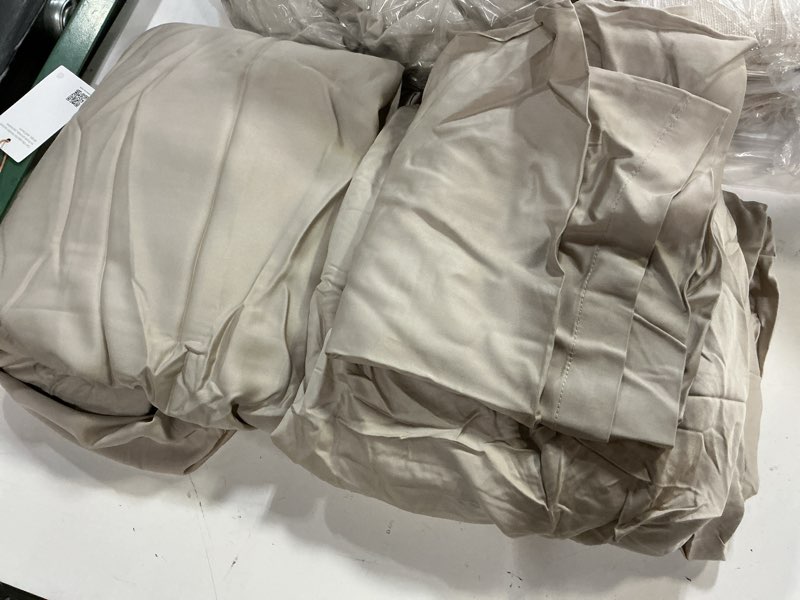 Condition photo showing As Is for quince (3pcs) bamboo deluxe bedding bundle, twin, sand
