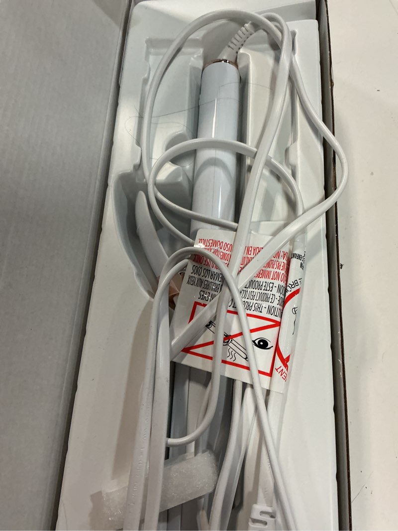 Condition photo showing As Is for t3 singlepass curl x extra-long barrel 1", 1.25", 1.5" curling iron with 9 heat settings and ceramic barrel for fast styling and lasting results on all hair types 1.25" clip iron white/rose gold