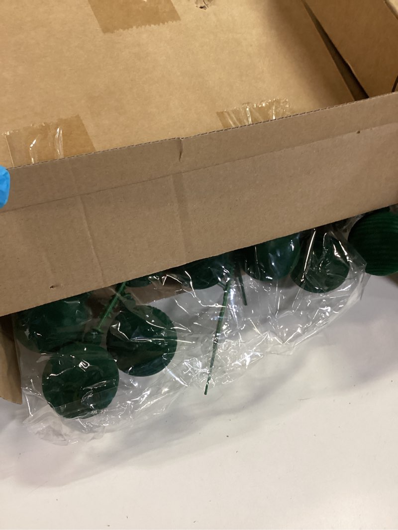 Condition photo showing New/Like New for 24 Pcs Velvet Christmas Flocked Ball Ornaments 7.9 Inch Christmas Tree Picks Decoration Shatterproof Xmas Tree Ornaments for Xmas Vase Fillers Wreath Crafts Decor(Dark Green)