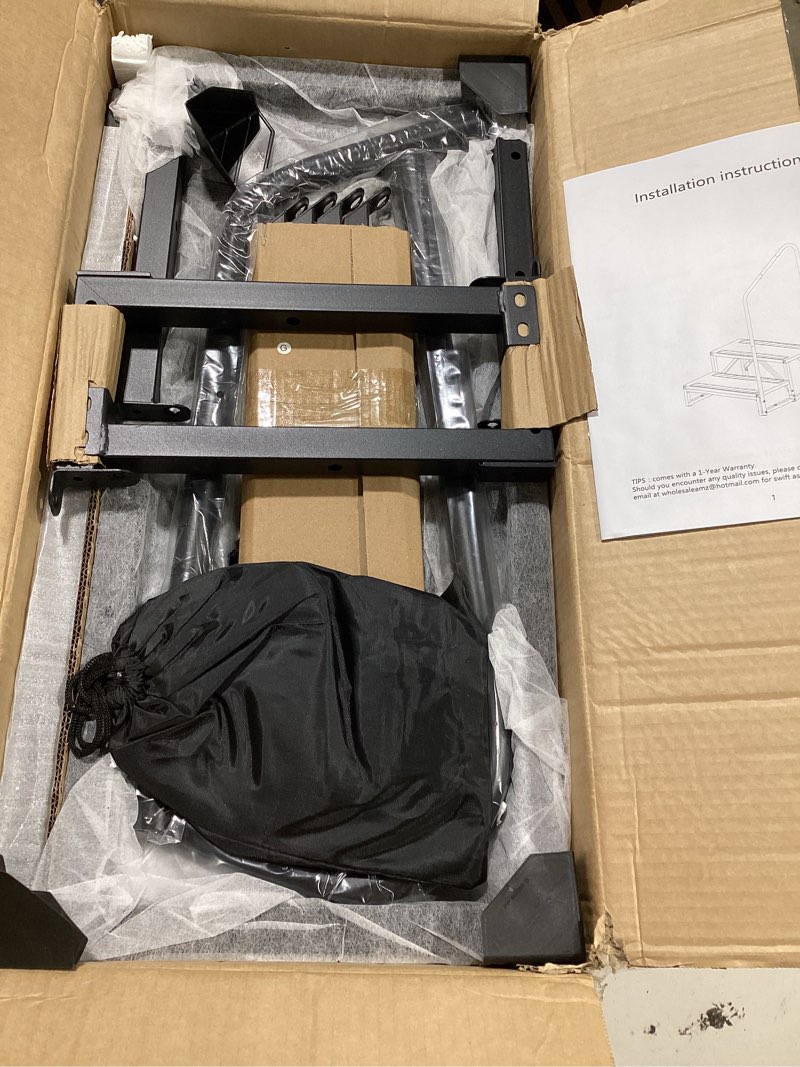 Condition photo showing Good Condition for rv steps with handrail and mat, 2-step heavy duty stable universal stair for rv travel trailers pool hot tub trampoline rs-st-2steps