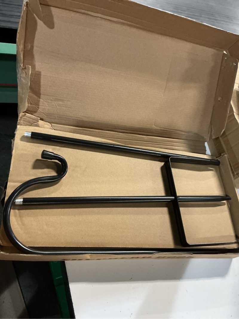 Condition photo showing Good Condition for excmark 2 pack shepherd hook 48 inch 1/2 inch thick use at weddings, hanging solar lights, lanterns, bird feeders, metal hanger hook. (black, 48 inch) u.s. patent. 48 inch black