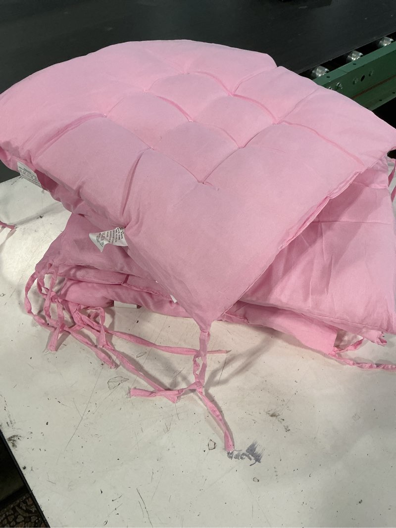 Condition photo showing As Is for kqjqs soft chair pads with ties comfy solid seat cushion for dining chairs, office chairs, hardwood floors pink,pack of 6
