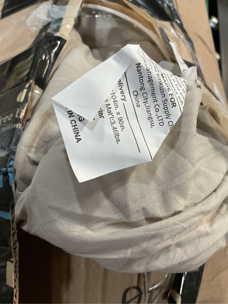 Condition photo showing As Is for rosgonia king size comforter set oatmeal, 3pcs (1 boho comforter & 2 pillowcases), all season bedding soft lightweight bedspread blanket quilt king comforter 104"x90" oatmeal