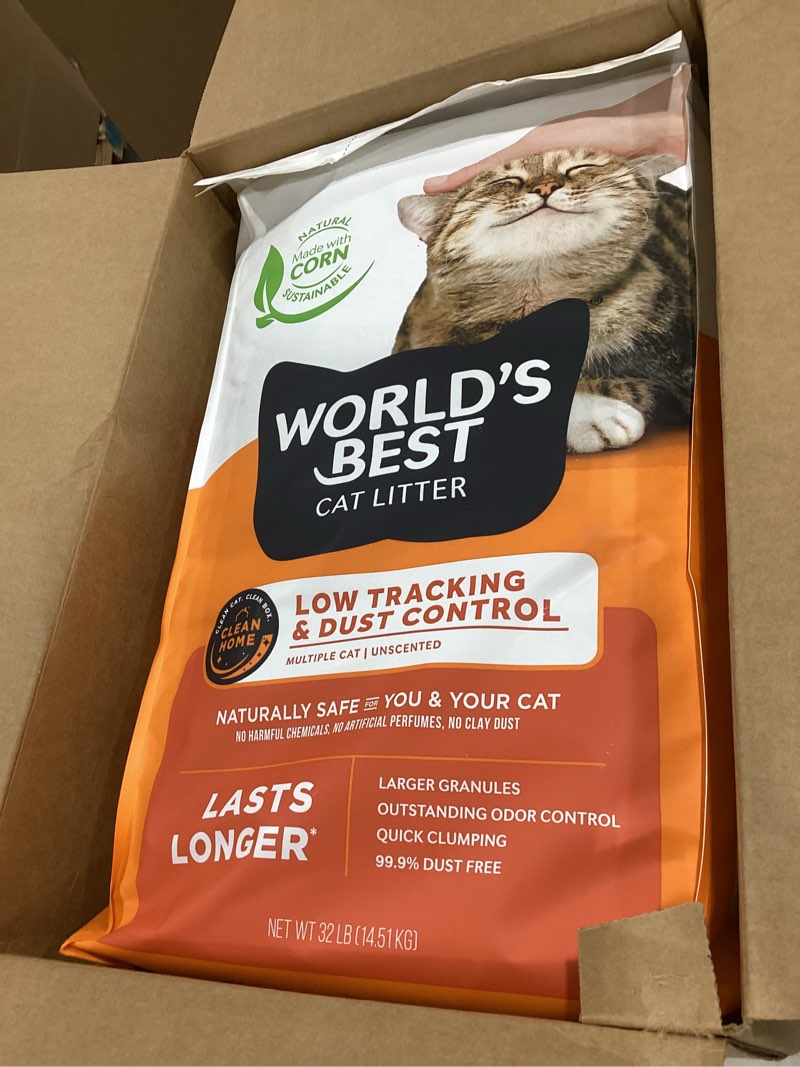 Condition photo showing Good Condition for world's best cat litter low tracking & dust control multiple cat unscented 32-pounds - natural ingredients, quick clumping, flushable & made in usa - long-lasting odor control & easy scooping 32lb