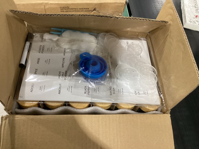 Condition photo showing New/Like New for AISIPRIN Glass Spice Jars with 398 Labels-4oz 24 Pcs,Round Seasoning Jars with Bamboo Airtight Lids,Spice Container Set -Shaker Lids, Funnel,Brush and Marker Included Round - Thick Glass