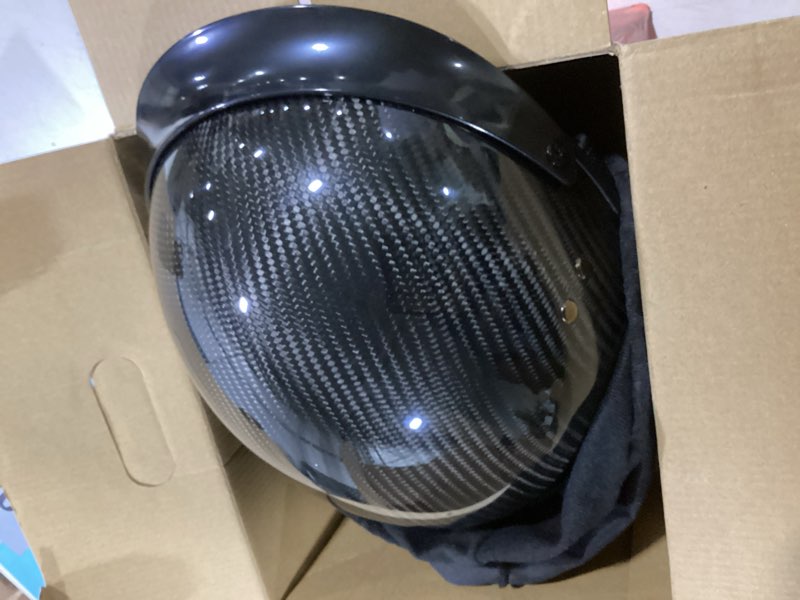 Condition photo showing Good Condition for vcoros carbon fiber open face sun shield crusier motorcycle helmet man women half face retro helmets (gloss black, m)