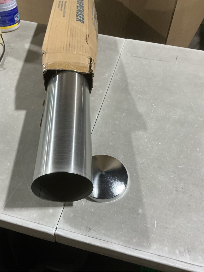 Condition photo showing Good Condition for san jamar small pull-type cup dispenser fits 4-10 oz cups with flip caps for restaurants, dining halls, and fast food, stainless steel, 23.5 inches, silver