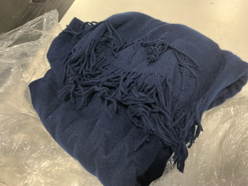 Condition photo showing Good Condition for mongolian cashmere throw, 60x80, true navy