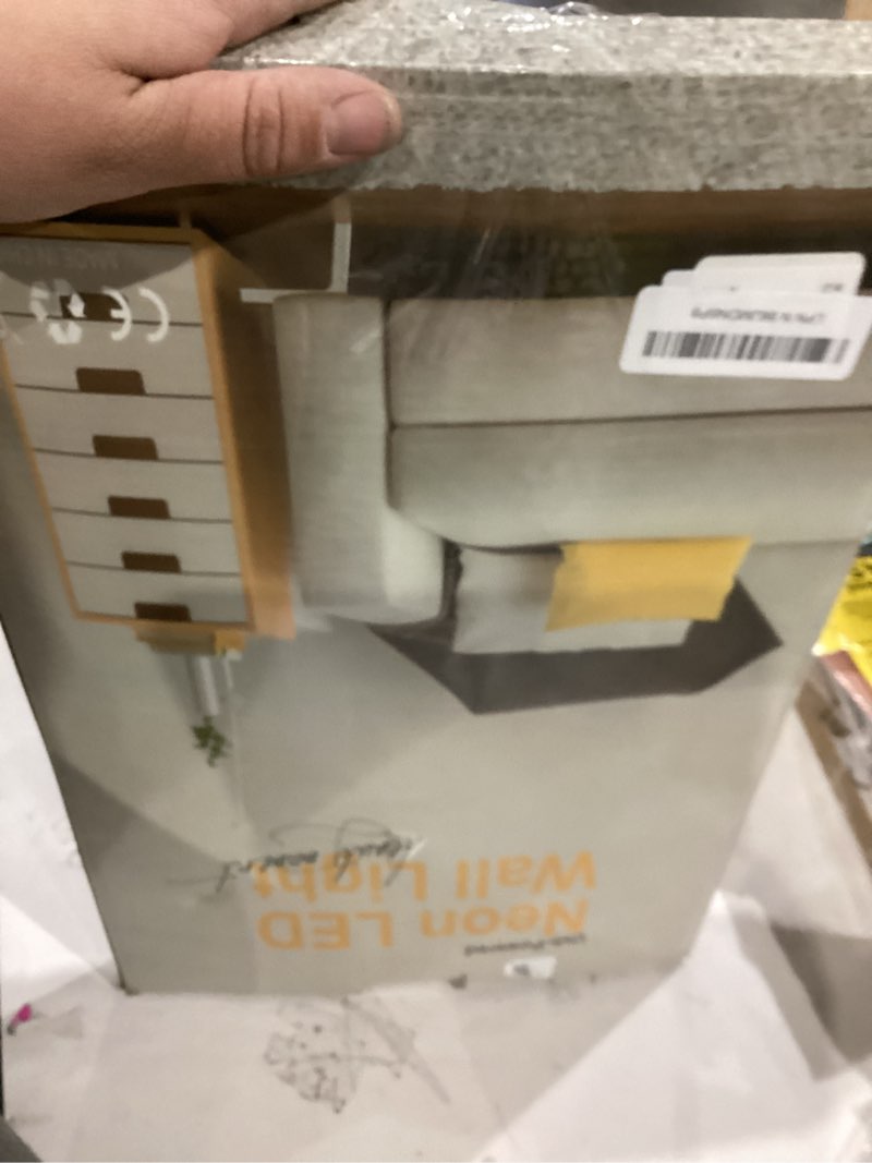 Condition photo showing As Is for Ramadan Mubarak Neon Sign Islamic Wall Art Eid Mubarak Sign Moon Star LED Neon Light Dimmable Ramadan Neon LED Sign Bismillah Wall Sign Ramadan Mubarak Decorations Eid Al Fitr Supplies Orange White