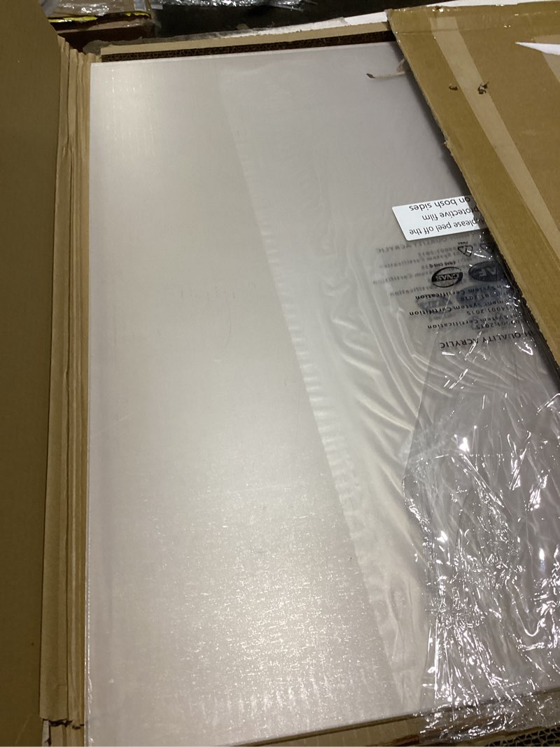 Condition photo showing As Is for plexiglass sheets - 24x24 inches, 1/8 inch (3mm) thick, clear cast acrylic panel - pack of 2, shatterproof & lightweight acrylic-glass for diy, craft, signage, displays & protection 2 pack 24x24inch 1/8 thick 2