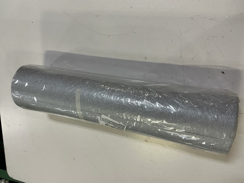 Condition photo showing New/Like New for silver grey silk wallpaper embossed peel and stick wallpaper a set of 17.7 inch x 1200 inch textured self-adhesive removable contact paper waterproof vinyl roll for bedroom cabinet furniture 17.7" x 1200" silver/gray