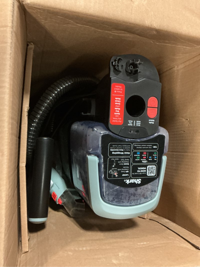 Condition photo showing As Is for Shark CarpetXpert Upright Carpet, Area Rug & Upholstery Cleaner, Built-In Spot & Stain Remover & XL Tool, Perfect for Pets, Carpet Shampooer, 3 Cleaning Tools, Cleaning Solution, Slate Green, EX151 CarpetXpert / Spot & Stain