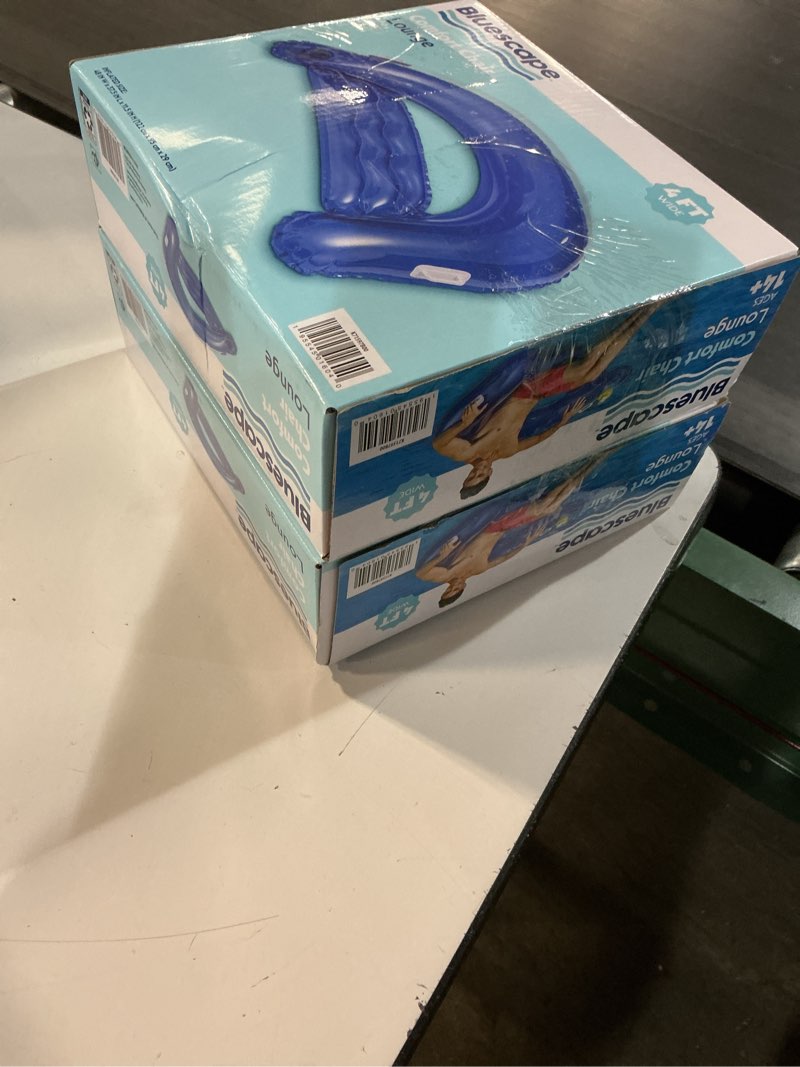 Condition photo showing New/Like New for (pack of 2)bluescape inflatable comfort chair lounge pool float, blue, age 14 & up, unisex