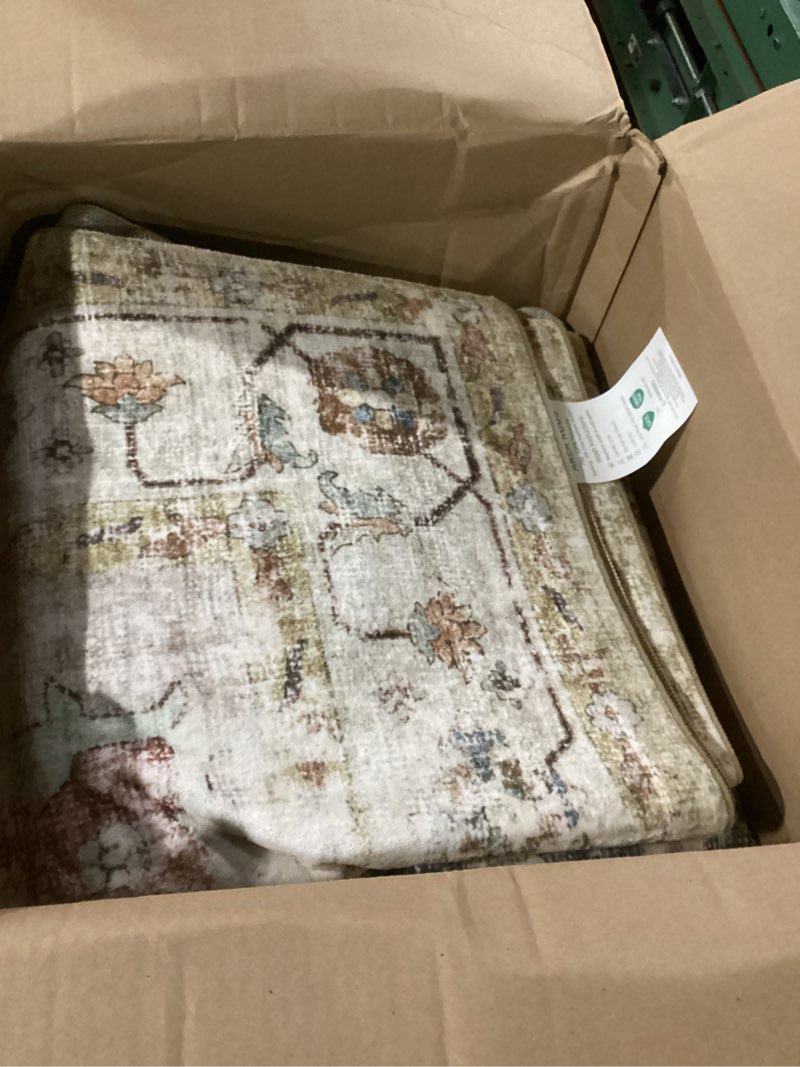 Condition photo showing Good Condition for area rug for living room - 9x12 soft washable oriental vintage floral distressed large carpet - fade stain resistant non slip rugs for bedroom dining room nursery dorm office home decor - blue golden blue golden 9' x 12' (rectangular)