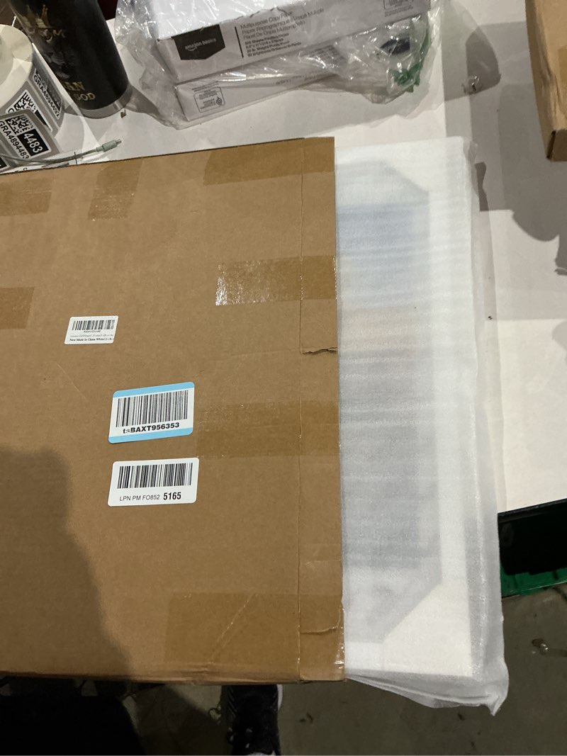 Condition photo showing New/Like New for wyooxoo 12x18 picture frame made of solid wood white photo frames display pictures 11x14 with mat or 12x18 without mat colorful frame for horizontal vertical wall mounting white 12" x 18" ( 1 pack )