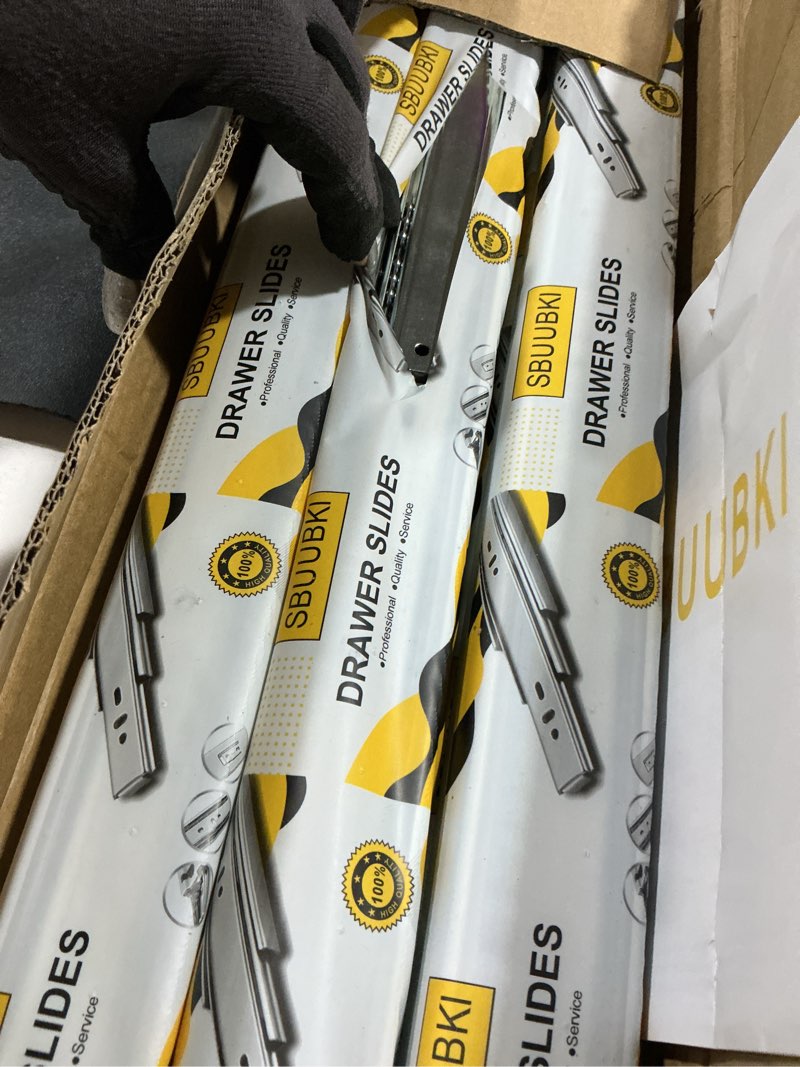 Condition photo showing New/Like New for 20 inch ball bearing drawer slides 6 pairs (12pcs) - 100lb capacity, full extension side mount slides for kitchen cabinets, wardrobes, office furniture (silver 20inch) silver 20 inch