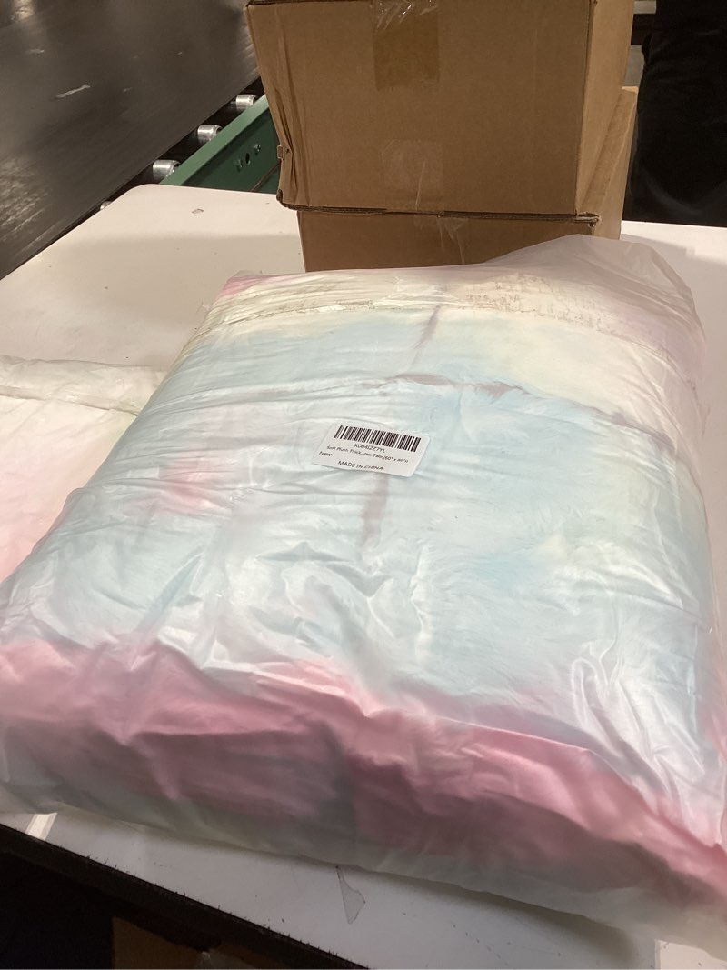 Condition photo showing New/Like New for soft plush thick bubble blanket, faux rabbit fur throw blanket for couch bedroom living room, fluffy cozy throw blanket (rainbow, twin(60" x 80"))