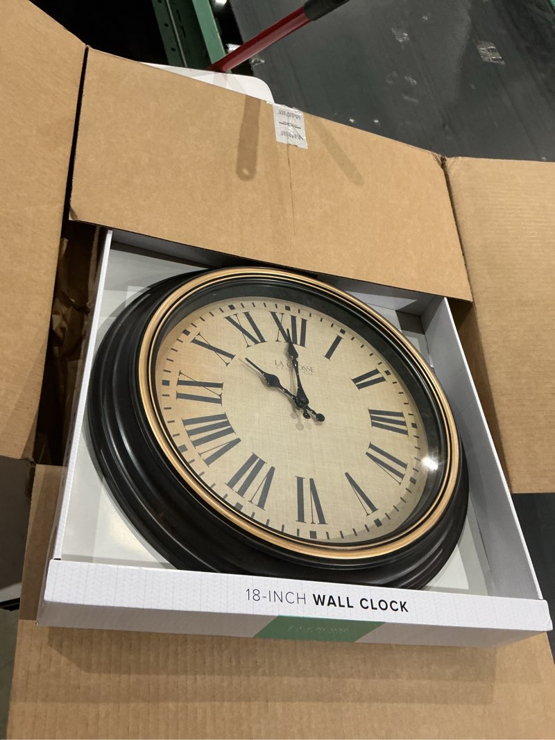 Condition photo showing Good Condition for la crosse technology 18-inch traditions antique brown quartz analog wall clock - 404-3045bk