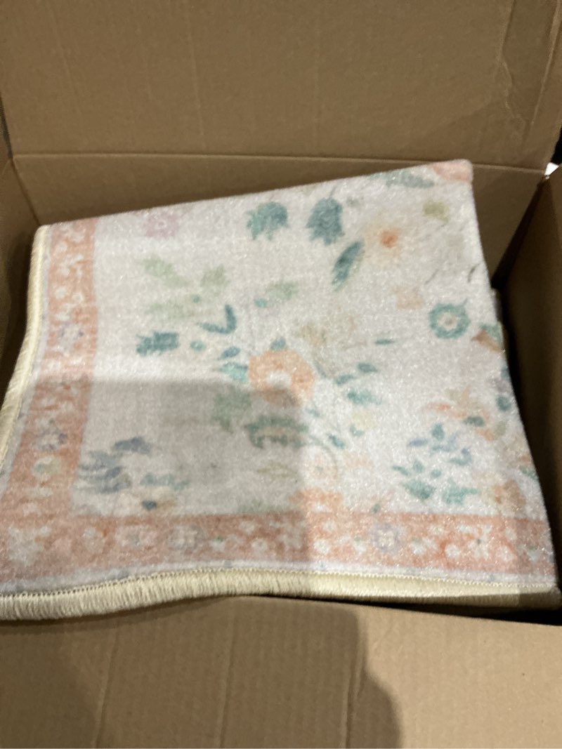 Condition photo showing Good Condition for mark&day area rugs, 2x3 heidveld traditional sage area rug, cream blue orange carpet for living room, bedroom or kitchen (2' x 3')