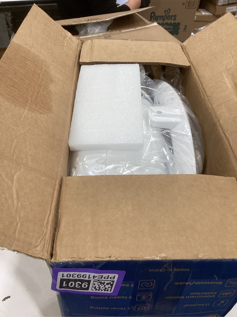 Condition photo showing New/Like New for 3-in-1 baby swing for infants with motion detection, electric baby swing with 3 swing modes, 12 lullabies & 5-speeds & removable swing seat, bt enabled & 360°rotating seat and manual remote, white