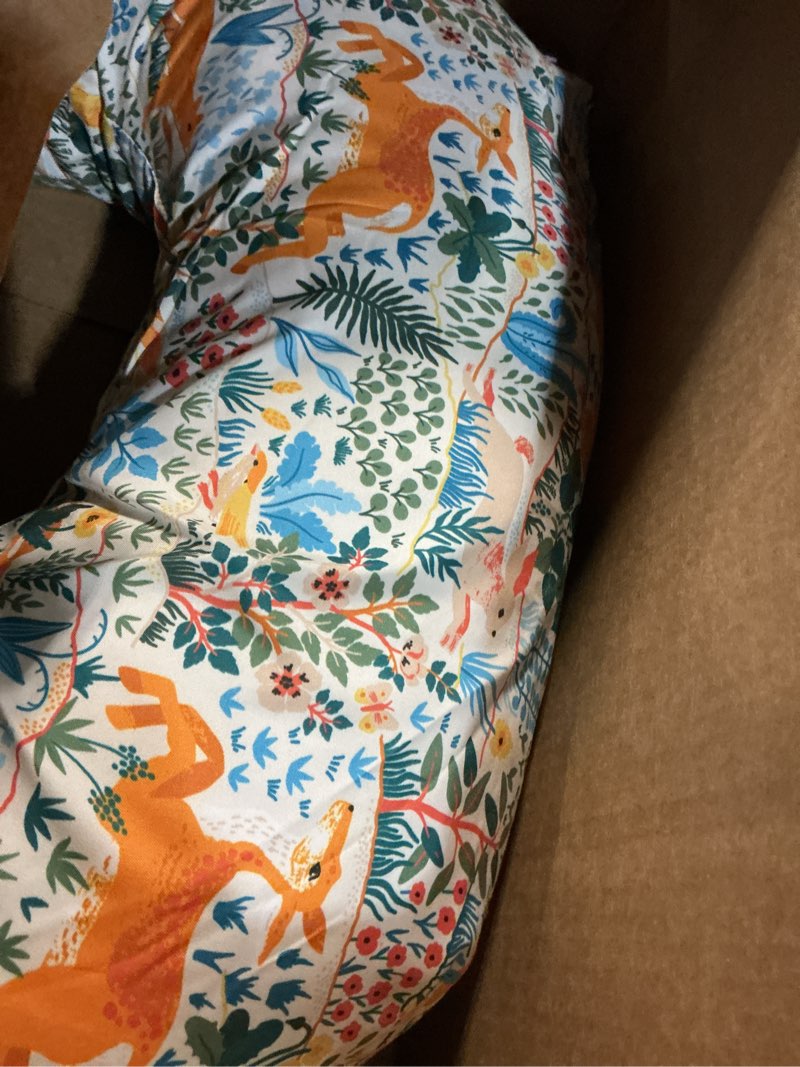 Condition photo showing Good Condition for boppy nursing pillow - firm, ergonomic u-shaped bottle and breastfeeding pillow with high lift for comfort and support, spacious surface - colorful forest animals new nursing pillow colorful forest animals