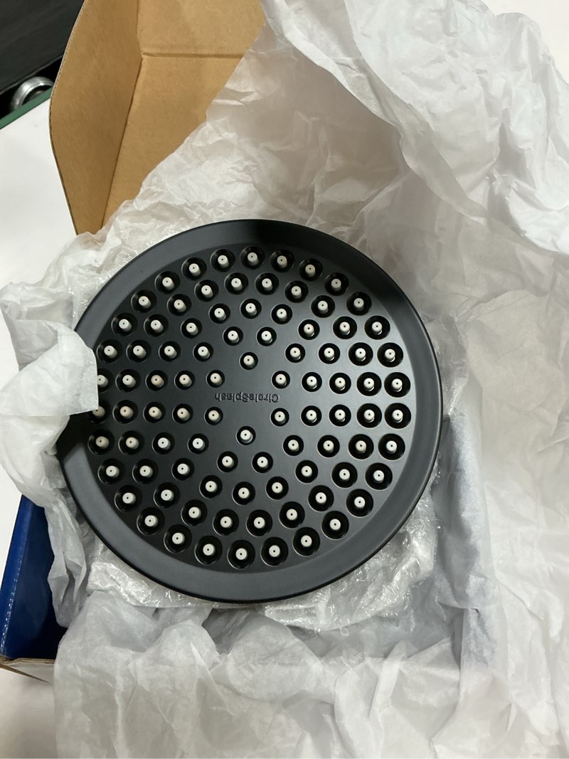 Condition photo showing Good Condition for high pressure shower head - anti-clogging silicone nozzles - 2.5 gpm removable restrictor - easy to clean adjustable replacement - easy to install with plumbers tape - 6 inch - matte black finish matte black 2.5gpm
