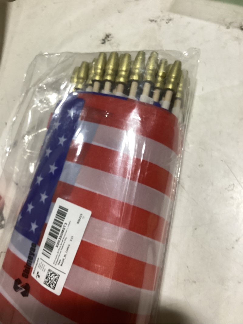 Condition photo showing As Is for shimeyao 50 pack 8 x 12 inch small american flags on stick, 250th anniversary mini handheld flags stick with solid wooden pole safety spear tip for 4th of july patriotic independence veterans day