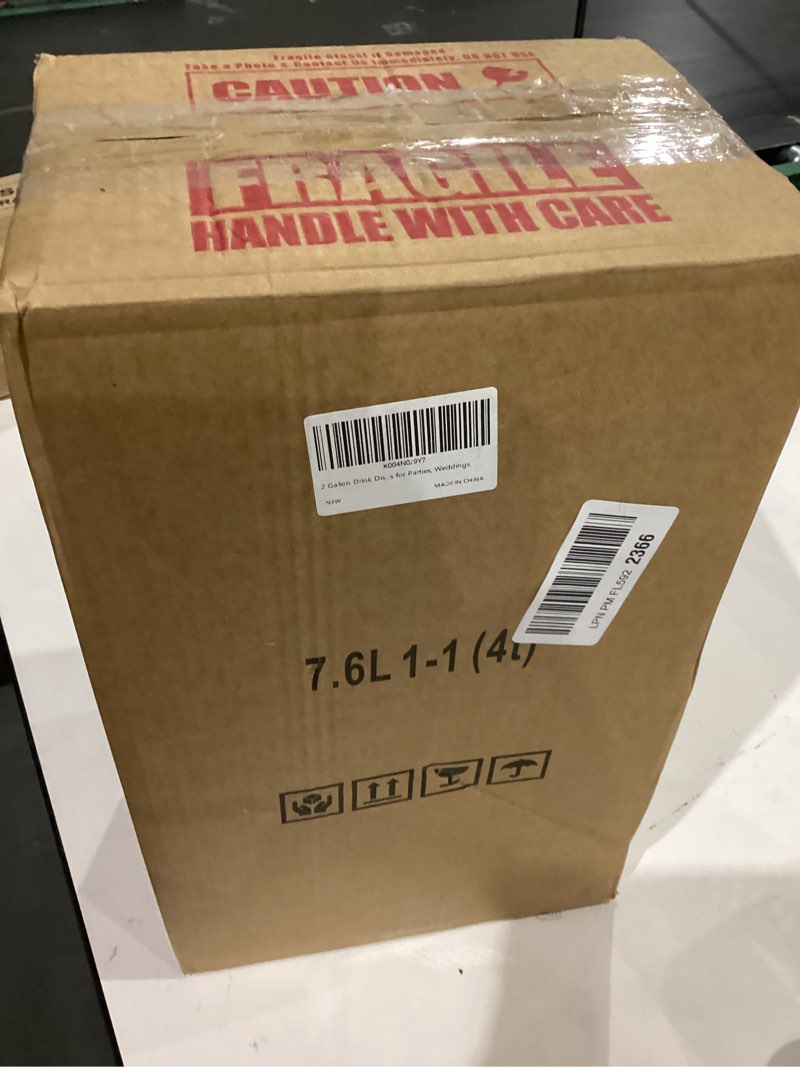 Condition photo showing New/Like New for 2 Gallon Drink Dispensers with Stand, Glass Beverage Dispenser with Stainless Steel Spigot and Bamboo Lid,Lemonade Dispenser,Glass Drink Dispensers for Parties, Weddings