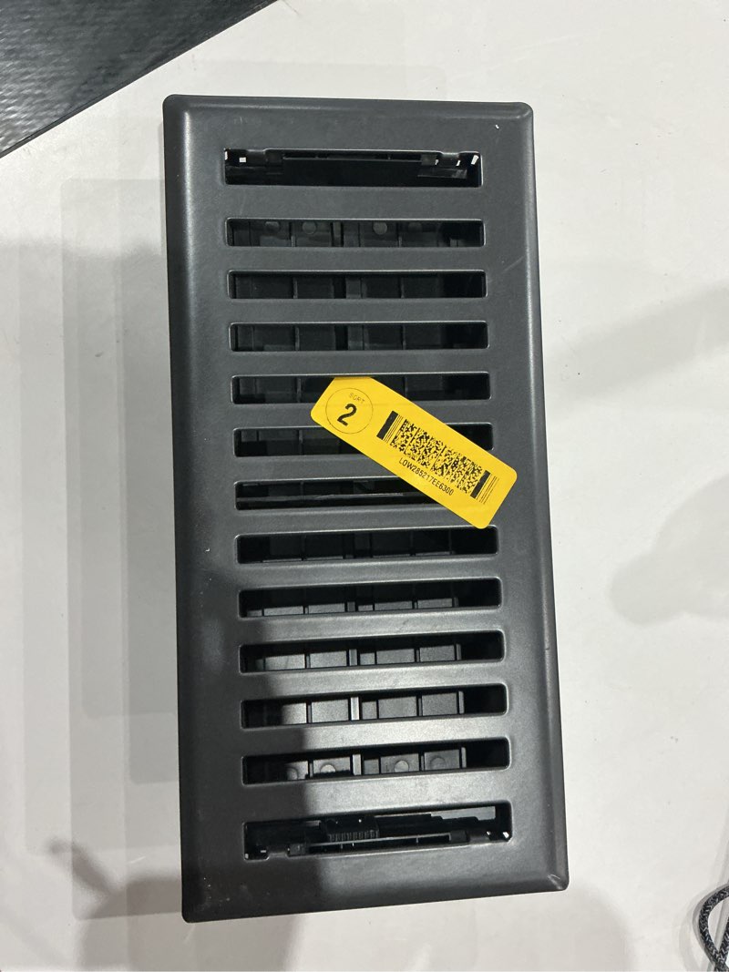 Condition photo showing As Is for allen + roth 4-in x 10-in maximum airflow steel graphite austin design floor register