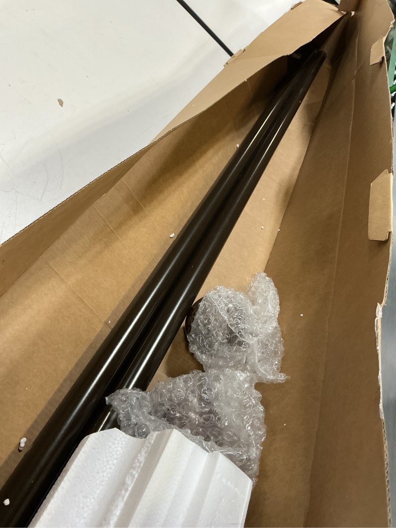 Condition photo showing As Is for KAMANINA Bronze Double Curtain Rod 72 to 144 Inches (6-12ft), 1 Inch Telescoping Curtain Rods for Windows, Long Dual Curtain Rods with Marbled Finials Antique Bronze 72-144"