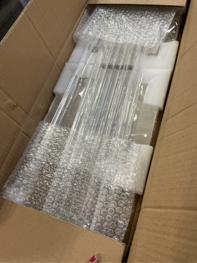 Condition photo showing New/Like New for 2 Pack 32'' Tall 10'' Dia. Clear Floor Vase Wedding Decoration Table Centerpiece Crystal Acrylic Flower Stand Floral Display Rack Backdrop Column for Event Décor 32 x 10 Inch (Pack of 2) Square