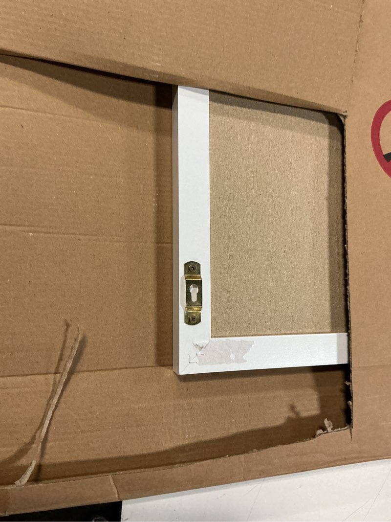 Condition photo showing As Is for Cork Board with Linen White,Bulletin Board 30"x20" Hanging Corkboards for Office Home School Message Board or Vision Board Decoration. White 30" x 20"