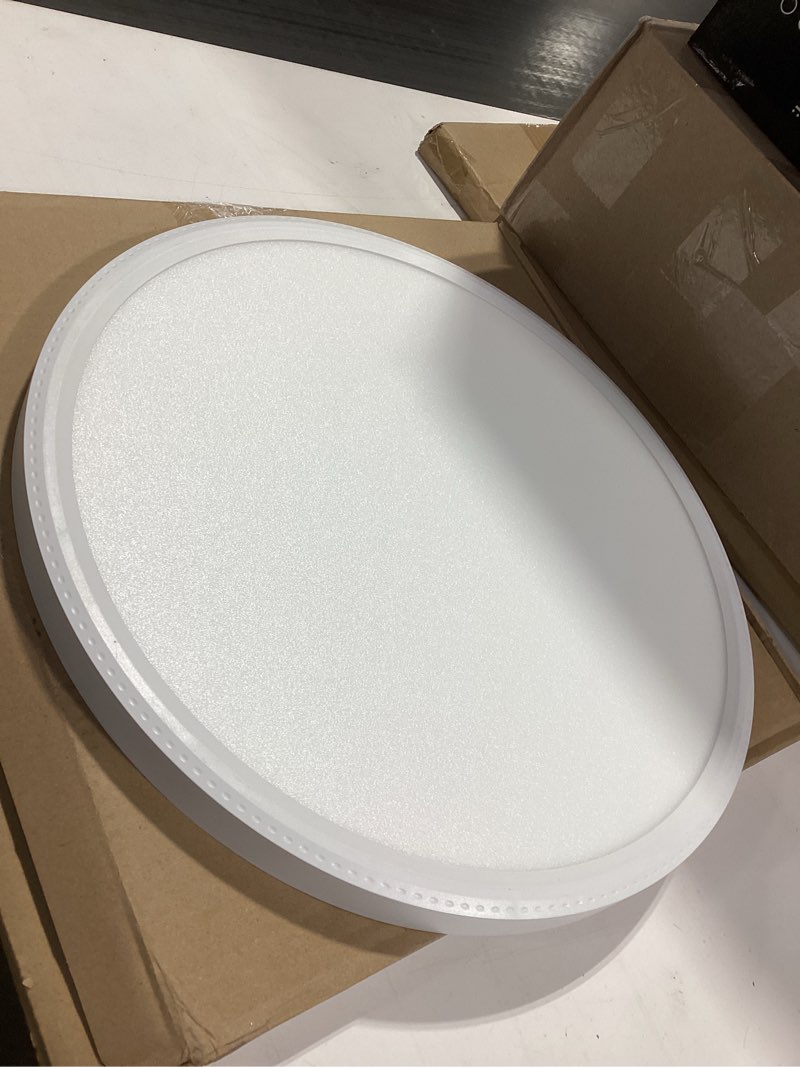 Condition photo showing Good Condition for hunhun 16 Inch Dimmable LED Flush Mount Ceiling Light 4800LM Round Light Fixture 5 Color Temperature Selectable Super Slim Large Flat Ceiling Lamp for Living Dining Room White 1 Pack White