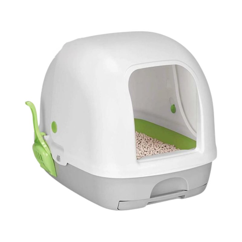 purina tidy cats breeze covered cat litter box system kit with pellet cat litter, hooded litter box, and litter box pads