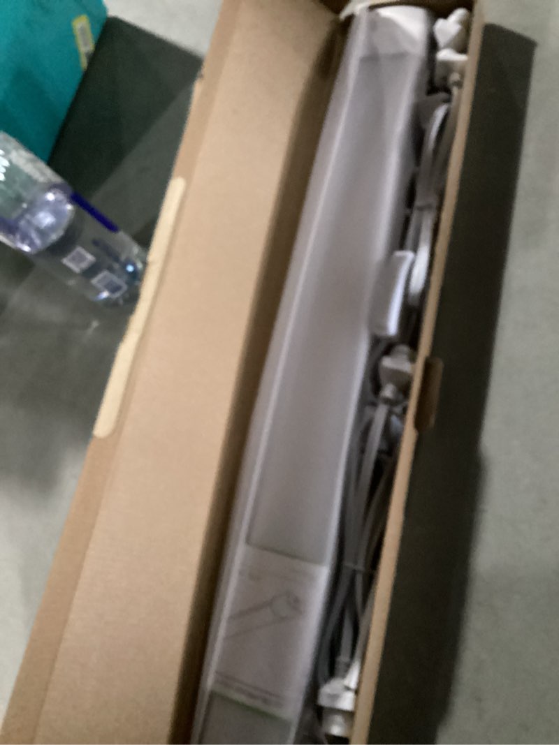 Condition photo showing As Is for Modlicht LED Shop Light Fixture, 2FT Linkable 18W Plug in Wall Light, 5000K Closet Light for Workbench Kitchen Basement, Under Cabinet Lighting, LED Tube Light Fixture with Plug, Triproof, White 2FT-1PCS/with plug White