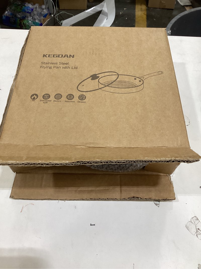Condition photo showing New/Like New for 12 inch Stainless Steel Frying Pan, 5pcs Tri-Ply Stainless Steel Pan with Lid, PFOA Free Skillet, Oven & Dishwasher Safe, Induction Cooking Pans, Fast & Even Heat and Detachable Handle
