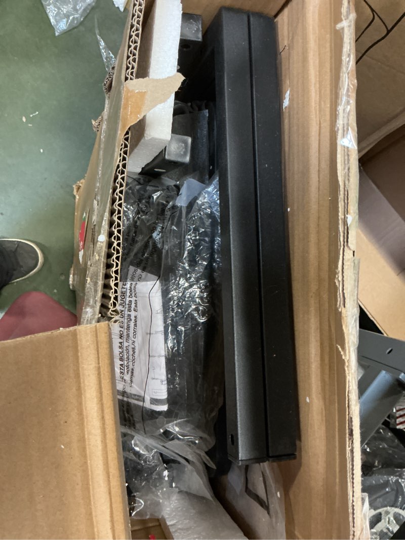 Condition photo showing Good Condition for Mobile AV Media Stand with Outlets and 4 Rolling Caster Wheels, 4-Tier Rolling TV Stand for Gaming Console, Stereo, DVD Player, Sturdy Metal Frame, Versatile Living Room,Bedroom (Black)
