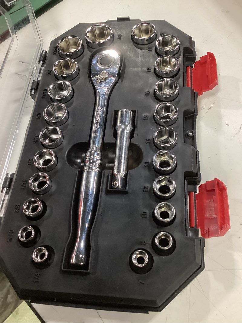 Condition photo showing Good Condition for husky 3/8 in. drive ratchet sae/metric standard socket set (24-piece)