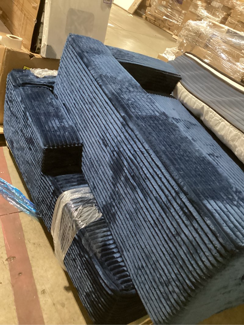 Condition photo showing Good Condition for MAXYOYO 104" Modular Sectional Couch with L-Shape Chaise, Modern Boneless Couch for Living Room, Sofa in A Box, Oversized Sofa Sleeper with Deep Seat, No Assembly Required, Navy 104" L Shape with Left Facing Chaise Corded Navy
