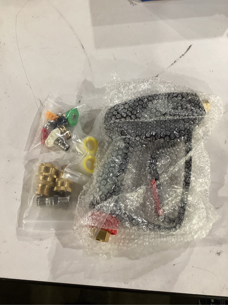 Condition photo showing Good Condition for not tested**** stubby pressure washer gun with 360° swivel, 5000 psi short power washer gun, 3/8\" quick connect & m22-14 fitting, pressure washer spray gun for foam cannon, car washing & detailing short gun
