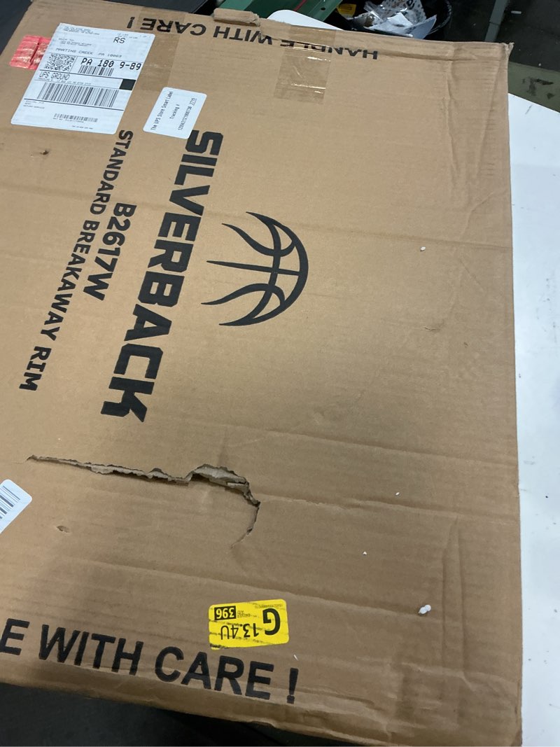 Condition photo showing Good Condition for silverback standard breakaway rim with nylon net compatible and goaliath portable basketball hoops