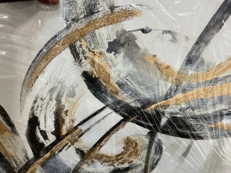 Condition photo showing Good Condition for Deco 79 CosmoLiving by Cosmopolitan Canvas Abstract Framed Wall Art with Gold Frame, 40" x 2" x 30", Gold