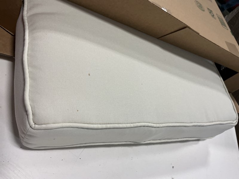 Condition photo showing As Is for sorra home sunbrella square corded chair cushion - fade & water resistant, outdoor & indoor patio seat cushion with plush foam - canvas melon (20" x 20" x 2")