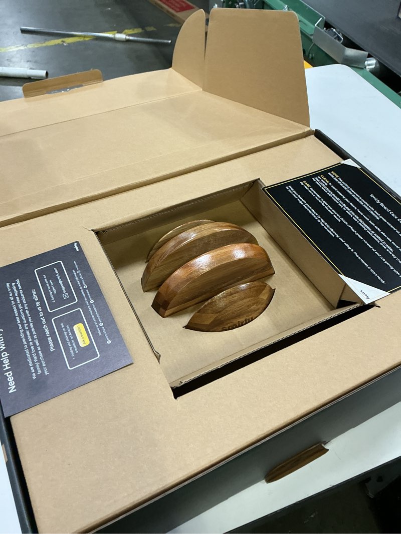 Condition photo showing New/Like New for smirly wood cutting boards for kitchen meal prep & serving, bamboo cutting board set, charcuterie chopping boards and wooden cutting boards for kitchen 3 pack with holder acacia wood