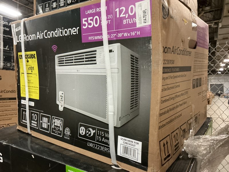 Condition photo showing New/Like New for LG 12,000 BTU 115V Window Air Conditioner Cools 550 Sq. Ft. with Wi-Fi, and Remote in White