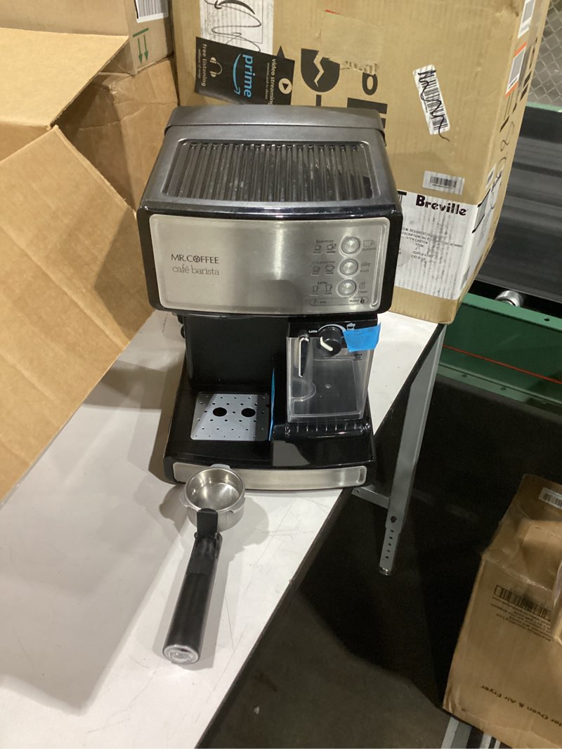 Condition photo showing Good Condition for mr. coffee espresso and cappuccino machine stainless steel programmable coffee maker with automatic milk frother 15-bar pump ideal for home baristas