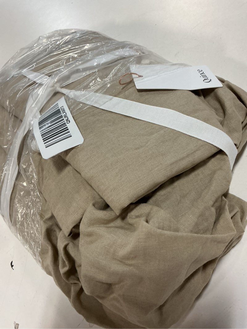 Condition photo showing Good Condition for european linen fitted sheet set, queen, toffee