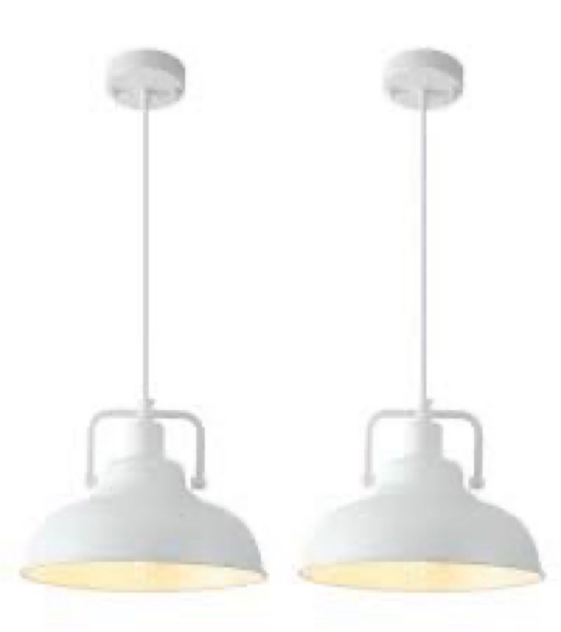 COTTMIC White Pendant Lights 2 Pack, Farmhouse Pendant Light, 10.2in Modern Kitchen Light Fixtures, 